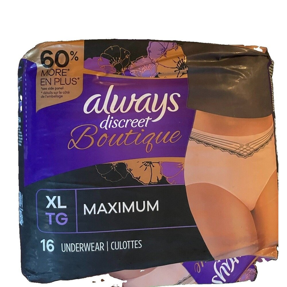 Packs Always Discreet Boutique Women's Underwear Size Extra Large Maximum 16 Ct